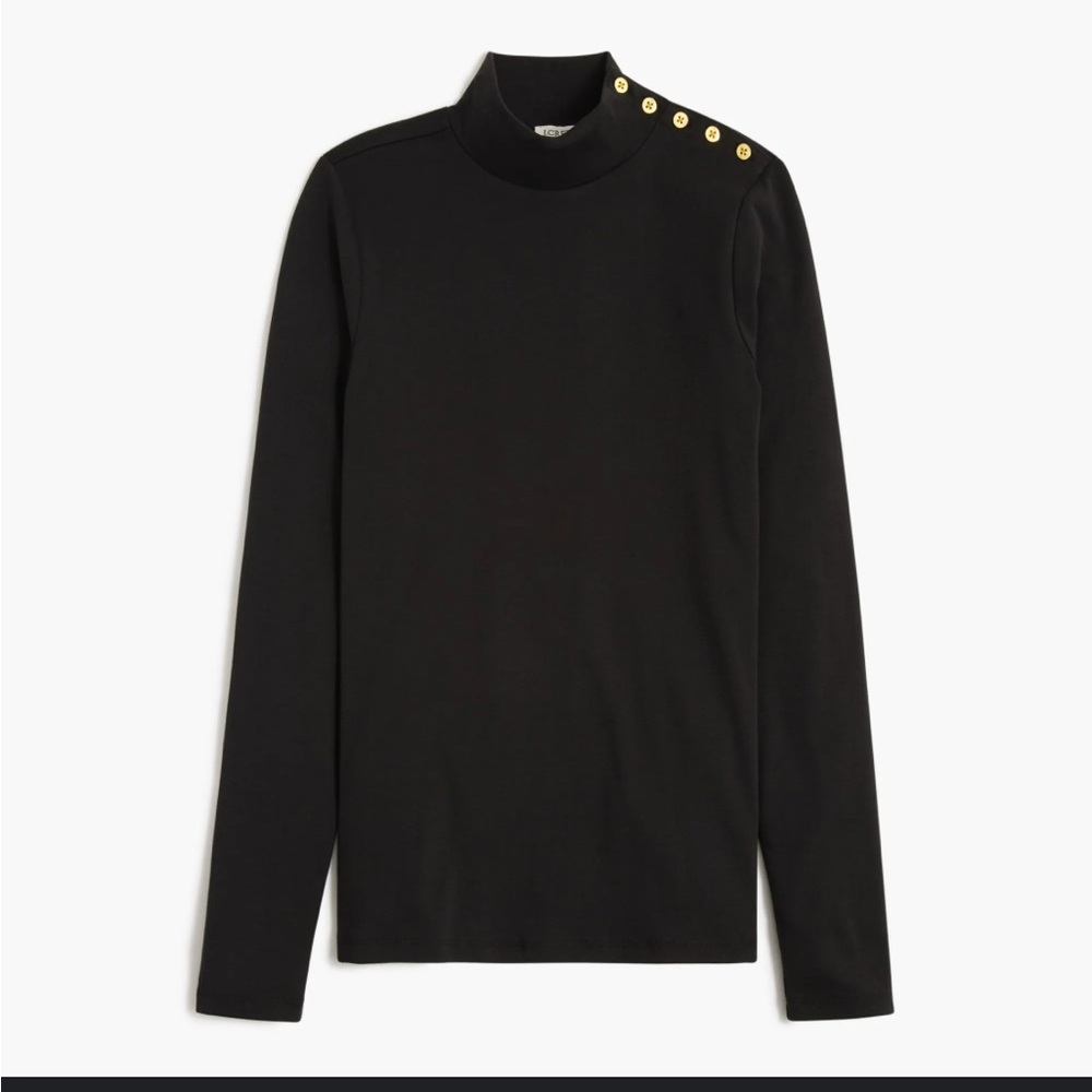 J. Crew Mock Turtle‎ Neck Gold Blouse Top size   Black